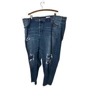 Lane‎ Bryant Distressed Boyfriend Jeans Women's Plus Size 26 Frayed Patched